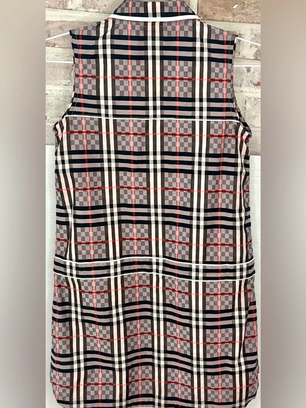 Burberry Girl's Carlotta Checkerboard Plaid Collared Sleeveless Dress size 10Y